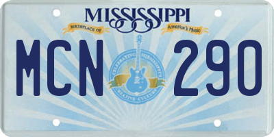 MS license plate MCN290