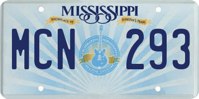 MS license plate MCN293