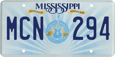 MS license plate MCN294