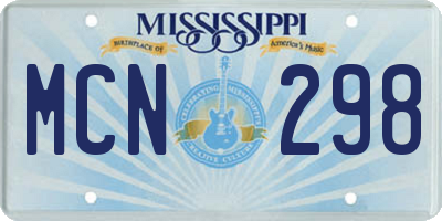 MS license plate MCN298