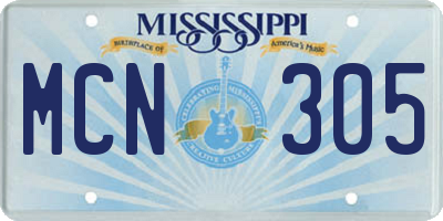 MS license plate MCN305