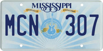MS license plate MCN307