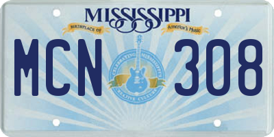 MS license plate MCN308