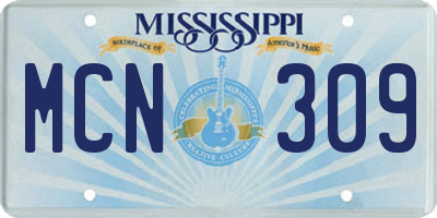 MS license plate MCN309