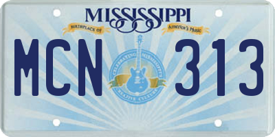 MS license plate MCN313