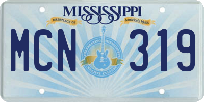 MS license plate MCN319