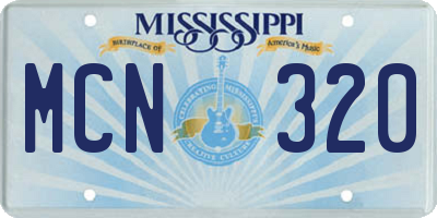 MS license plate MCN320