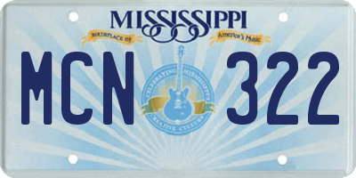 MS license plate MCN322