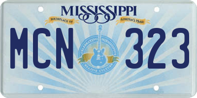MS license plate MCN323
