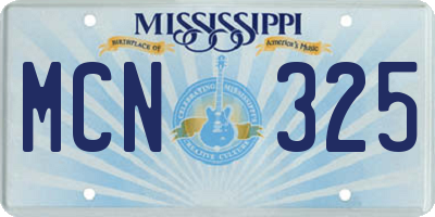 MS license plate MCN325