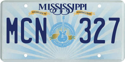 MS license plate MCN327