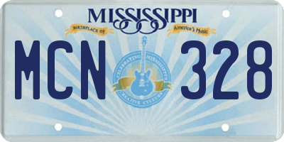 MS license plate MCN328