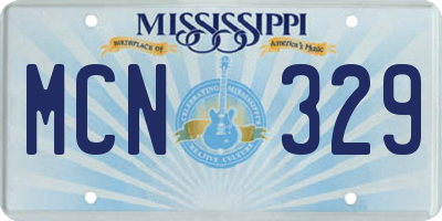 MS license plate MCN329