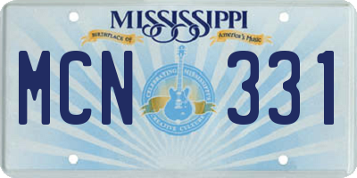 MS license plate MCN331