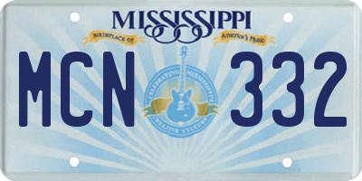 MS license plate MCN332