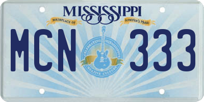 MS license plate MCN333