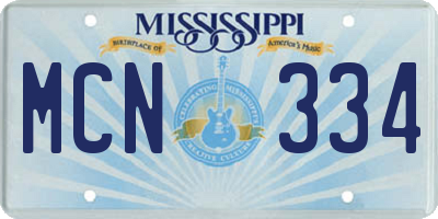 MS license plate MCN334