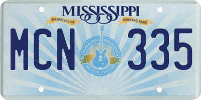 MS license plate MCN335