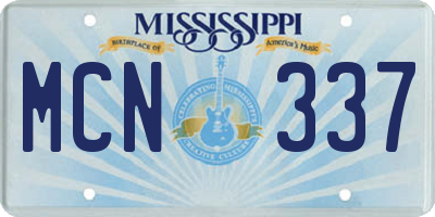 MS license plate MCN337