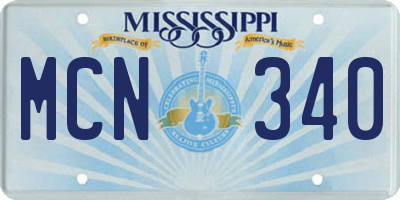 MS license plate MCN340