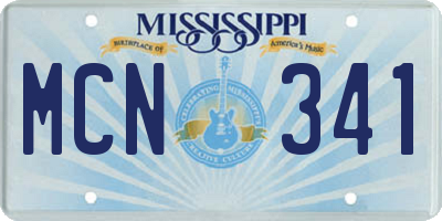 MS license plate MCN341