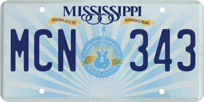 MS license plate MCN343