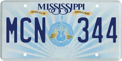 MS license plate MCN344