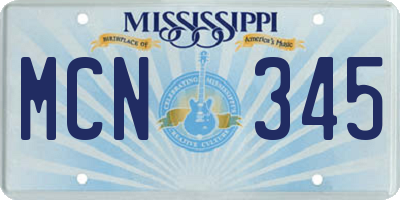 MS license plate MCN345