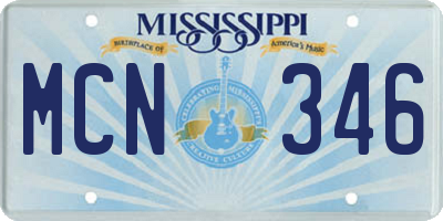 MS license plate MCN346