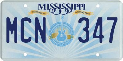 MS license plate MCN347