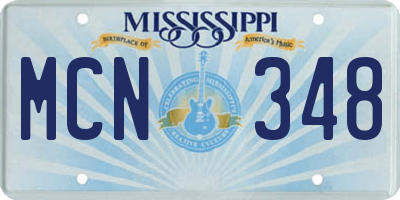 MS license plate MCN348