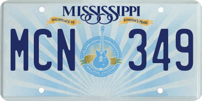 MS license plate MCN349