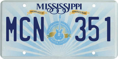 MS license plate MCN351