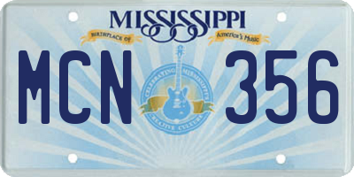 MS license plate MCN356