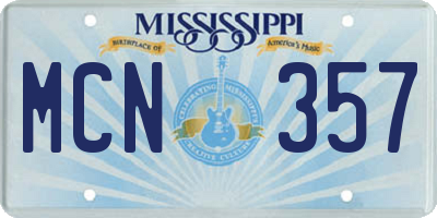 MS license plate MCN357
