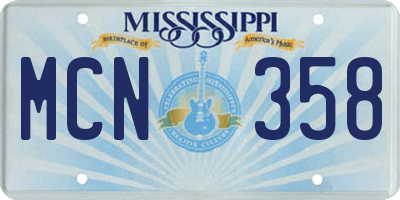 MS license plate MCN358