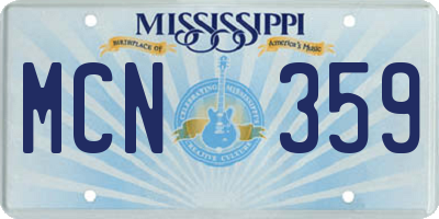 MS license plate MCN359