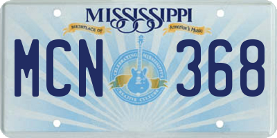 MS license plate MCN368