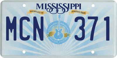 MS license plate MCN371