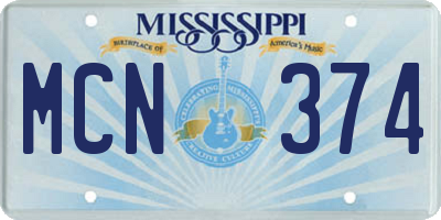 MS license plate MCN374