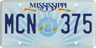 MS license plate MCN375