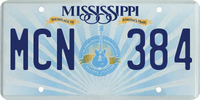 MS license plate MCN384