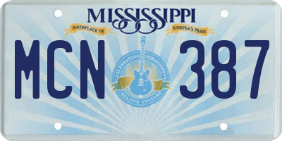 MS license plate MCN387