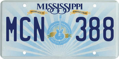 MS license plate MCN388