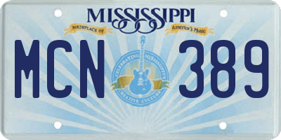 MS license plate MCN389