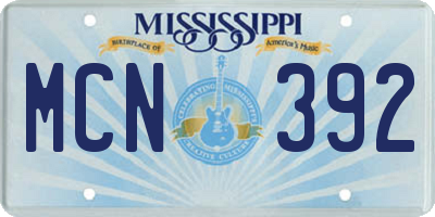 MS license plate MCN392