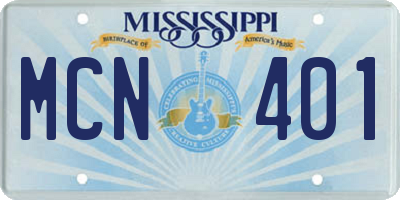 MS license plate MCN401