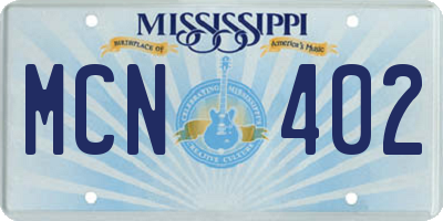 MS license plate MCN402