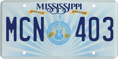 MS license plate MCN403