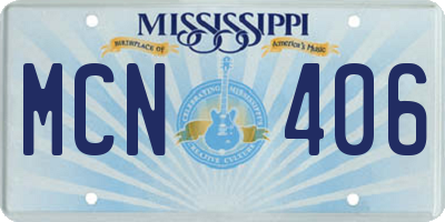 MS license plate MCN406